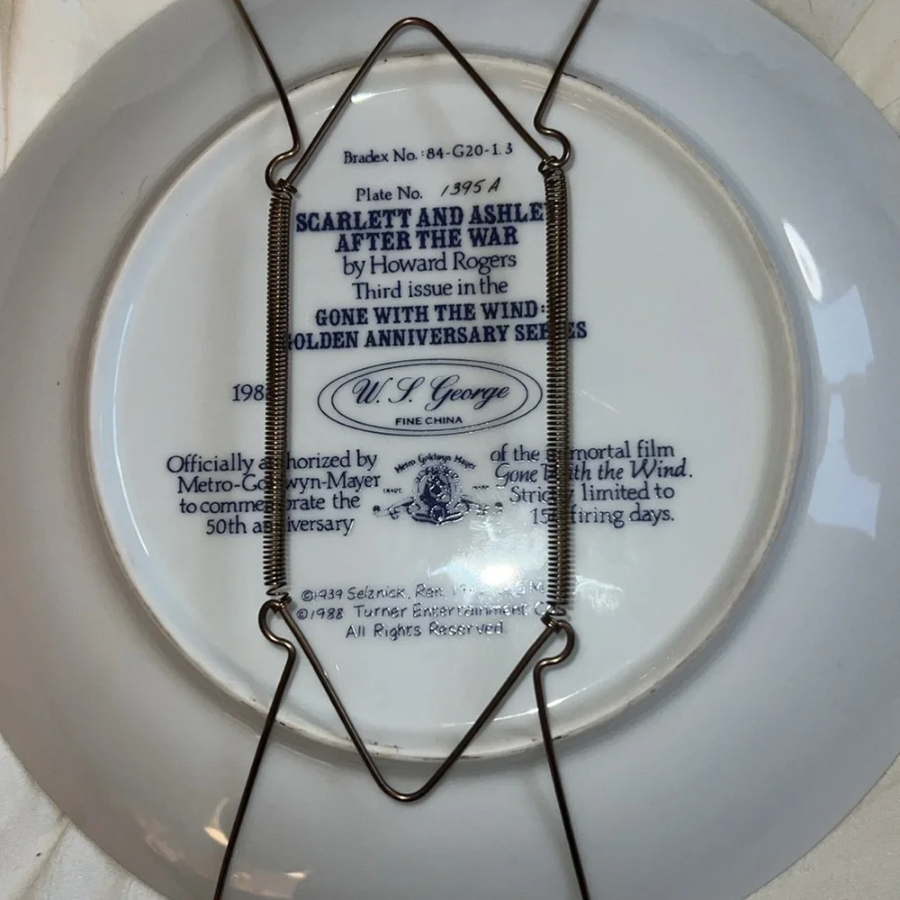 Vintage Collectible Scarlett and Ashley after the War Plate
